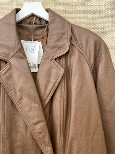 NWT Vintage Together! Sz 12 Genuine Leather Trench Coat New - Picture 6 of 15