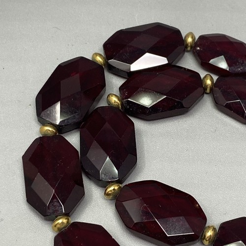 Ralph Lauren Necklace Deep Red Glass Crystal Beads Faceted Oval Collar Tennis 18 - Picture 7 of 11