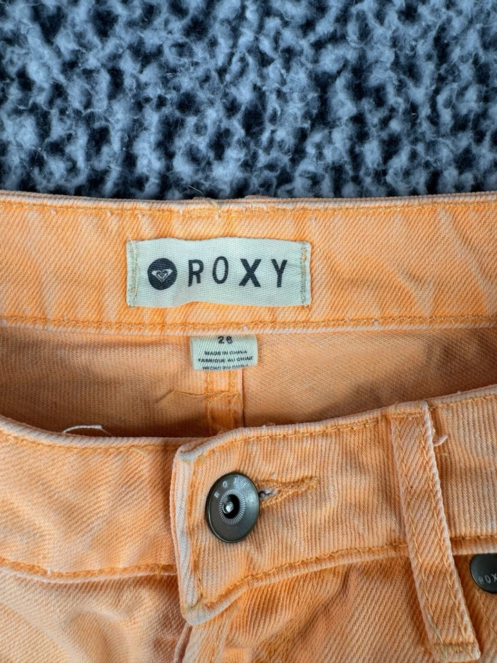 Pantalones Cortos Roxy 28 Cortes Denim Naranja Botón Mosca Informales Damas Foto 2 de 4