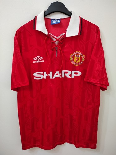 MANCHESTER UNITED 1992-1994 Sharp camiseta shirt trikot maillot maglia L - Bild 1 von 5