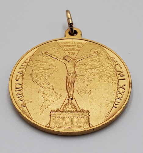 Pope John Paul II Monassi Coin Pendant 1.25" Gold Tone Christ Holy Year 83 Medal - Picture 6 of 16