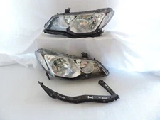 Black Housing Clear Lens DEPO Headlight Set +Bracket for 2006-11 JDM Honda Civic