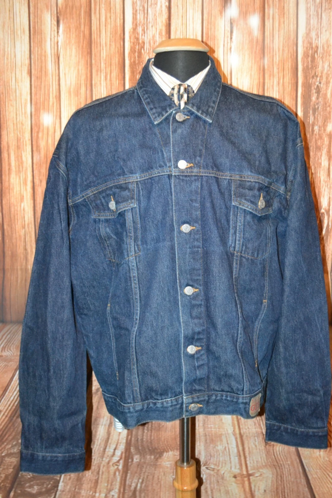 Guess Men's Casual Button Up 4 Front Pockets Dark Blue Denim Jacket Sz 3XL