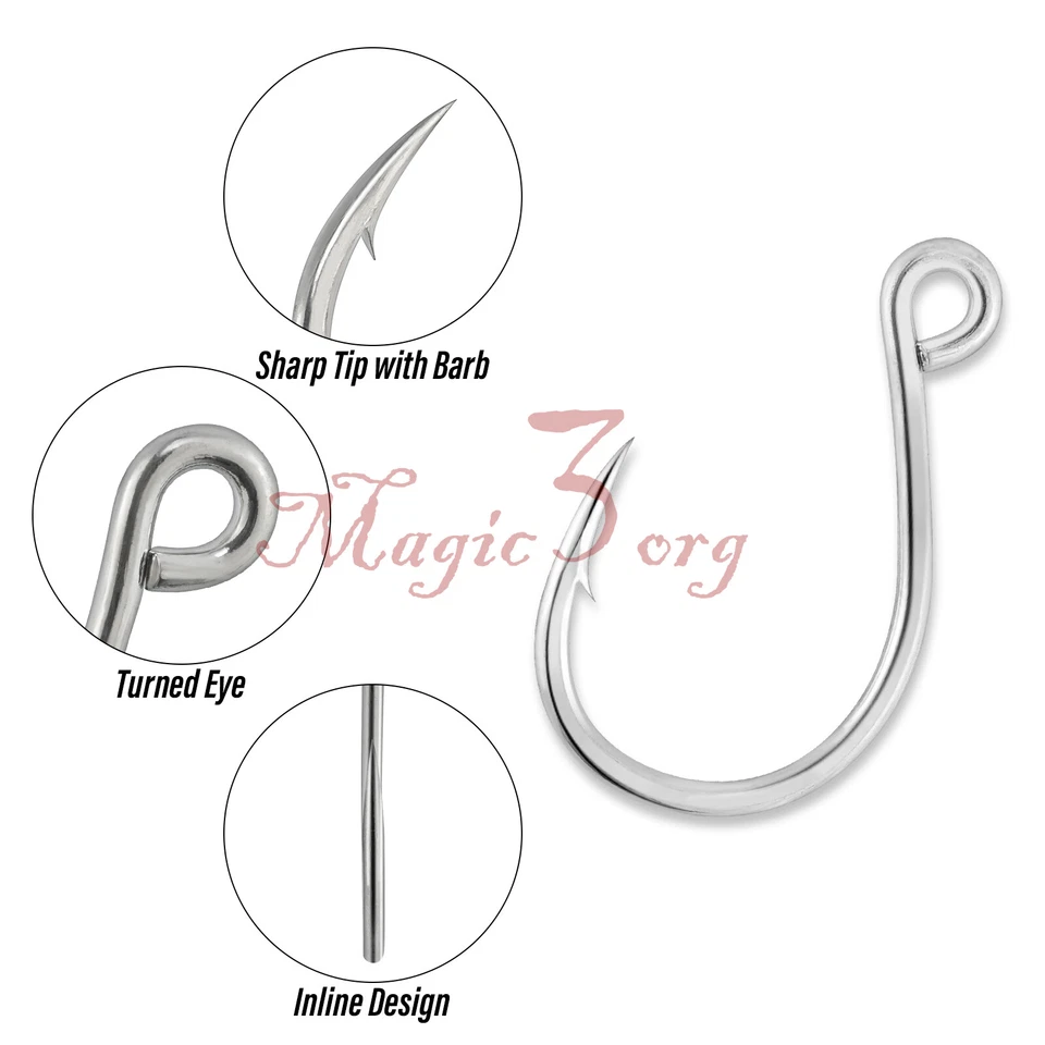 30pcs Replacement Hooks Inline Single Hooks #8-#10/0 Crankbait Spoon Crappie - Image 4 of 4