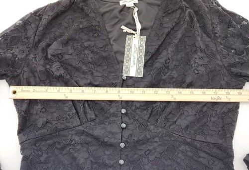 Blusa donna ultra rosa taglia small nera manica lunga pizzo scollo a V - Foto 5 di 6