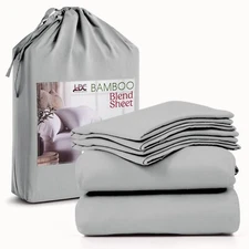 4-Piece Premium Bamboo Blend Bed Sheet Set Deep Pocket Breathable Soft Sheets