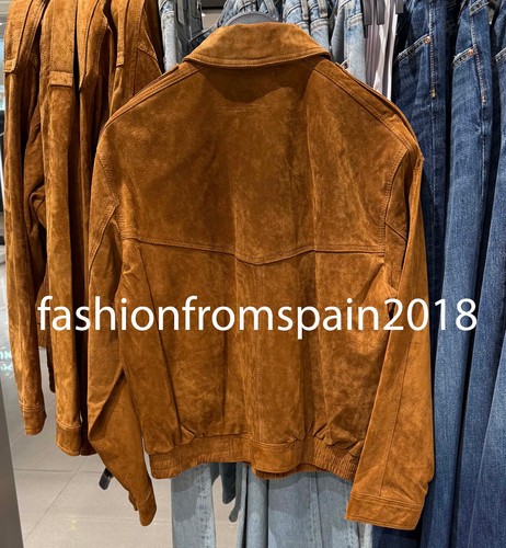 ZARA NEW WOMAN 100% SUEDE BOMBER JACKET WITH POCKETS DARK CAMEL 4341/871/751 - Picture 4 of 6