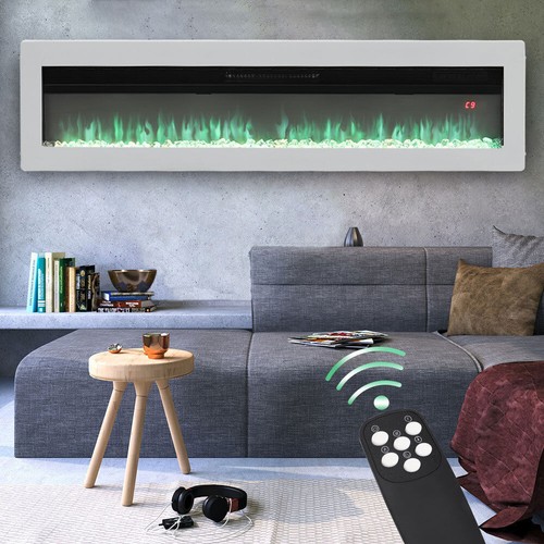 LED Fireplace Media Wall Fire Wall Mounted / Standing Electric Heater 30-70inch - Picture 40 of 69