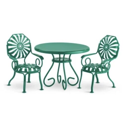 American Girl Kit Green Metal Table & Chairs Set! New