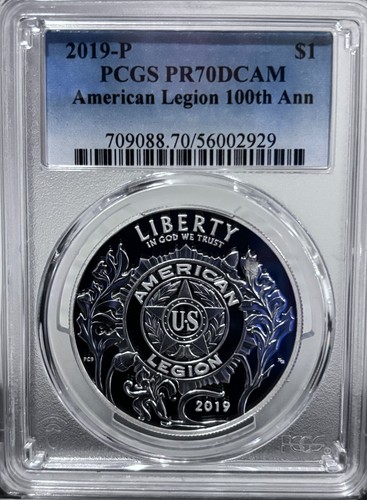 2019-P Silver Dollar Proof American Legion 100th Ann. PCGS PR70DCAM PF70 2019 P - Picture 3 of 4