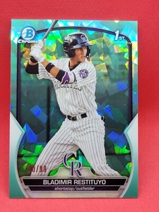 2023 Bowman Chrome 1st Aqua /99 Sapphire Bladimir Restituyo Colorado Rockies a_R