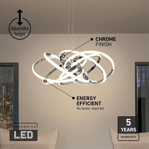 Artika Mahlstrom 25 Watt 1 Leuchte Chrom Modern 5 CCT Integrierte LED Pendelleuchte - Bild 4 von 10