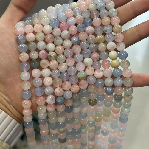 Cuentas de berilo de morganita natural transparente de alta calidad de 4-12 mm para hacer joyas - Imagen 5 de 25