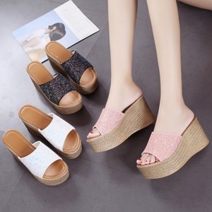 Fashion-Womens-Open-Toe-Wedge-High-Heel-Slippers-Slip-On-Shoes-Platform-Sandals