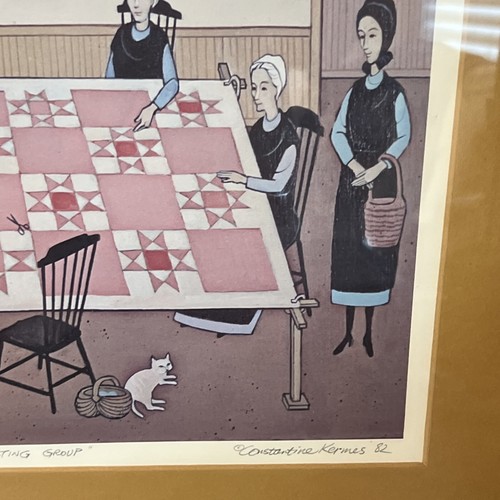 1982 Amish Quilting Group By Constantine Kermes 492/500 Matted Print Only - Picture 7 of 7