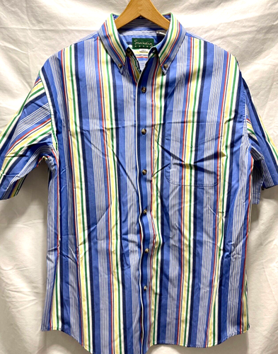 SCANDIA WOODS set of 2 SS button shirts men size M vert striped 1. blue 2. pink - Picture 6 of 24