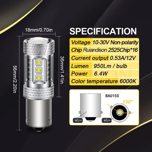 Ruiandsion BAU15S LED Motorrad Bremse Glühbirne PY21W Signal Licht CANBUS12V 80W - Bild 3 von 12