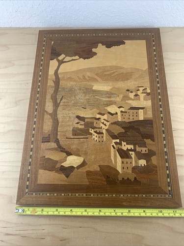 "Obras de arte vintage con incrustaciones de madera de marquetería de 15,5"" x 11,5""" - Imagen 11 de 12