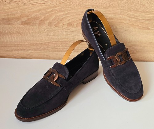 Ara Slipper Kent blu scarpe mocassino mocassino camoscio taglia 7 = 40 - 40,5
