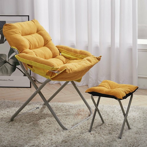 Folding Moon Chair Recliner Armchair Camping Outdoor Garden Sun Lounger W Stool Folding Moon Chair Recliner Armchair, Folding Recliner Chair Stool