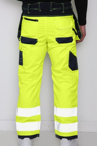 Herren Hi Viz Kontrast Overall Bib & Brace atmungsaktive Latzhose Hose - Bild 4 von 10