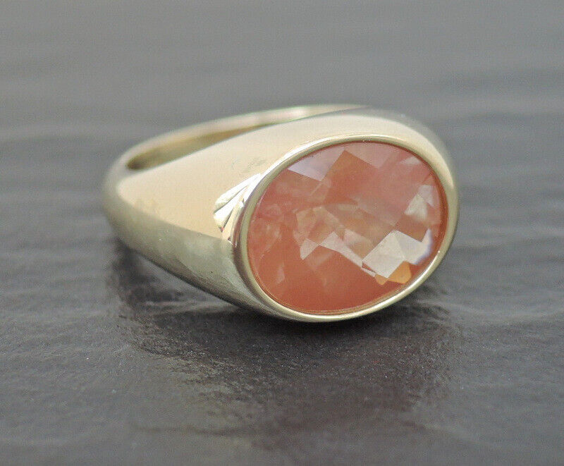 GOLDJUNGE69 SOGNI DORO EDELSTEIN RING FACETT SONNENSTEIN 11mm 375er GELBGOLD