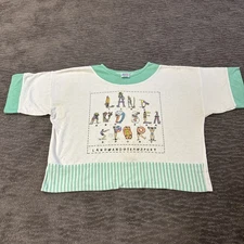 Vintage Land n Sea Shirt Womens Summer Sports Cartoon Graphic 90s Boxy Crop Top