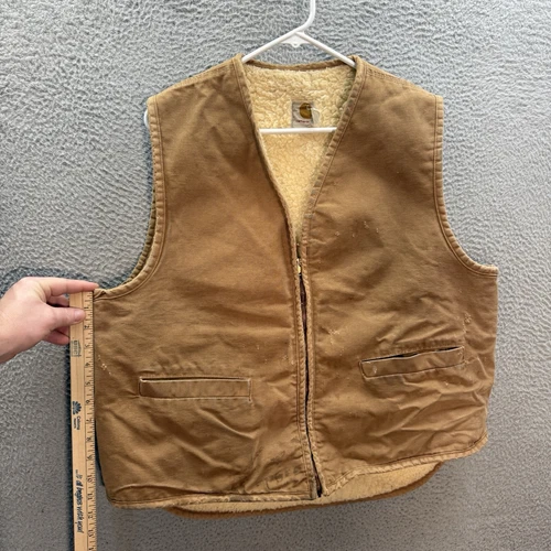 Chaleco Carhartt De Colección Para Hombres XL Lona Tostada Forrado Sherpa Ropa de Trabajo Tareas de Granero Años 90 - Imagen 5 de 14