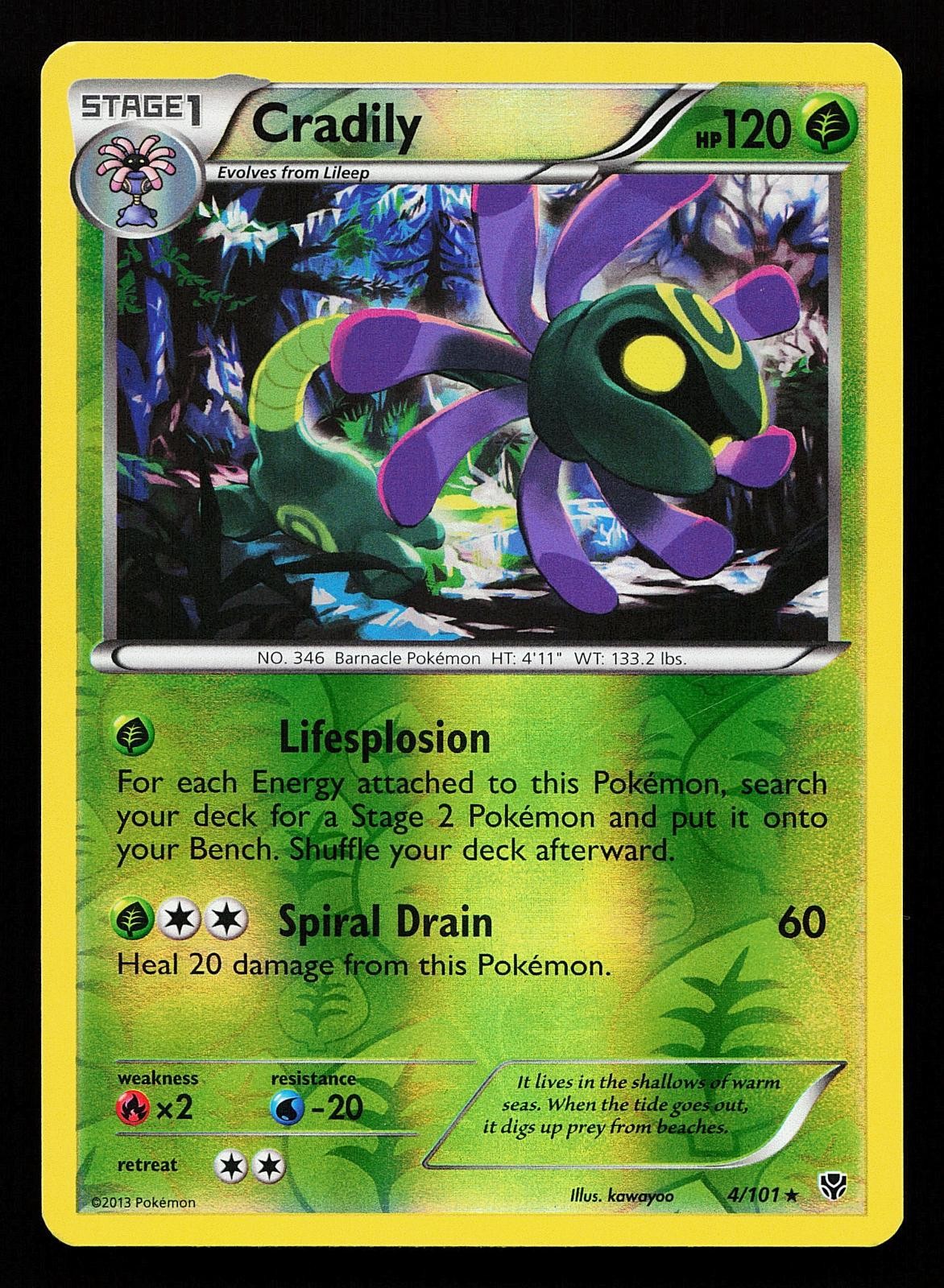 Cradily 4/101 Reverse Holo Rare Plasma Blast Pokemon Card