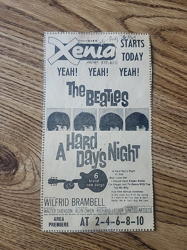 The Beatles "A Hard Day's Night" biglietto originale 1964 anteprima film stub, ecc. - Foto 4 di 11