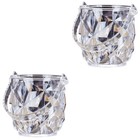  2 STÜCKE Runder Acryleis-Eimer tragbarer transparenter Eisbehälter mit Eiszahn