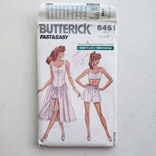 1980s Vintage 34" - 38" Bust Butterick 6451 Dress Shorts Sewing Pattern  - Picture 1 of 3