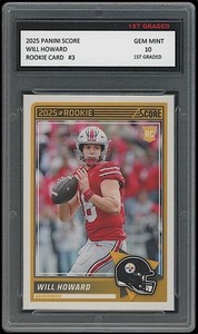 Will Howard 2025 Panini Score #3 Pittsburgh Steelers Rookie Card 1st Graded 10