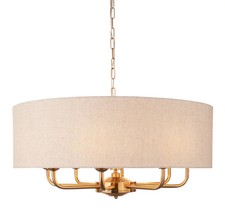 Ceiling Light Brass Highclere 8 Vintage Natural Endon 110727