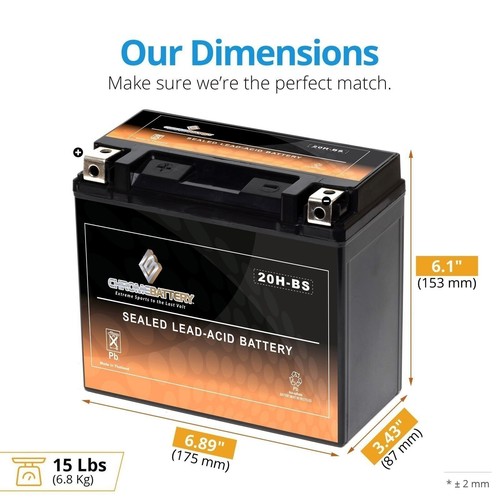 YTX20H-BS High Performance Sealed AGM Snowmobile Battery for Arctic Cat Models - Bild 2 von 7