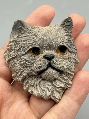 Langhaar grau Perserkatze Magnet Portrait 3D Kopf Kätzchen Liebhaber Geschenk 
