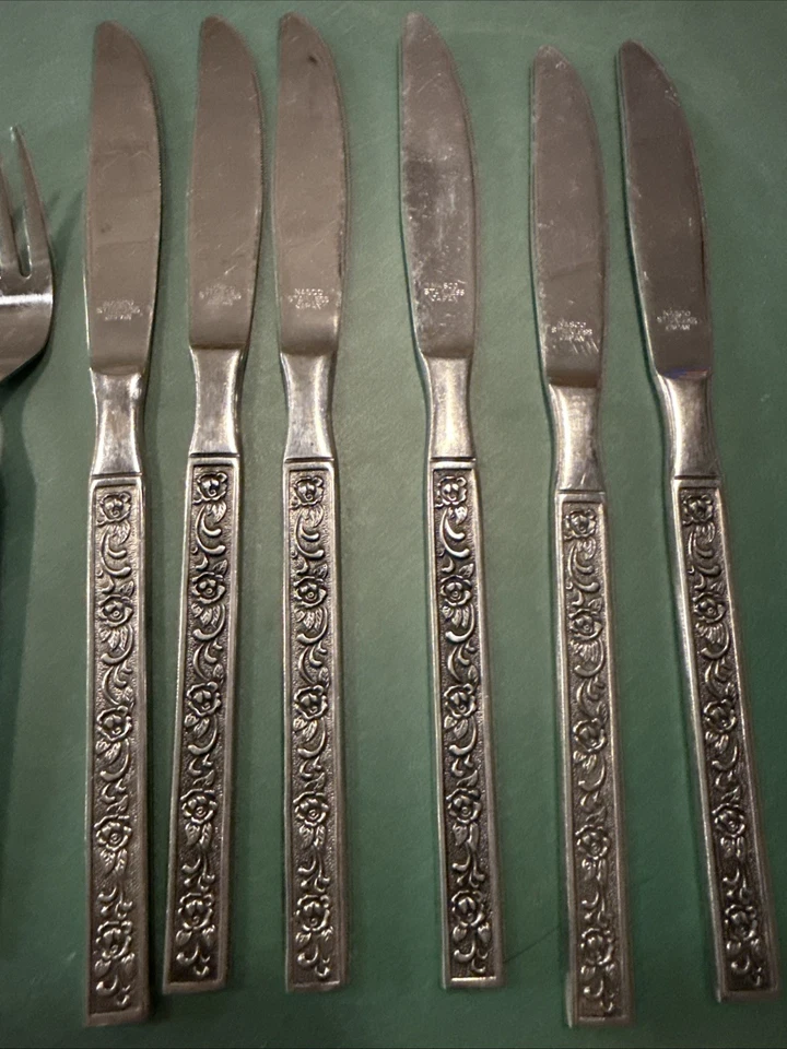 Cuchillos de mantequilla National COSTELLANO acero inoxidable Japón Nasco Davao Roses Tenedores Foto 3 de 4