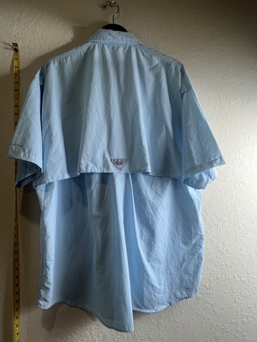 New Columbia Bahama Shirt Nylon Mens 2XL Blue Vented Short Sleeve Fishing UPF 50 - Picture 3 of 13