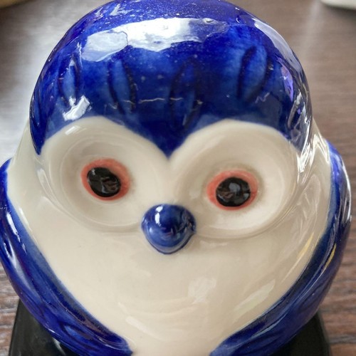 Blue And White Ceramic Owl