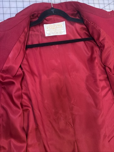 Vintage Pendleton roter langer Wollmantel Knopfleiste hergestellt in den USA Damengröße L 16-18 - Bild 10 von 17