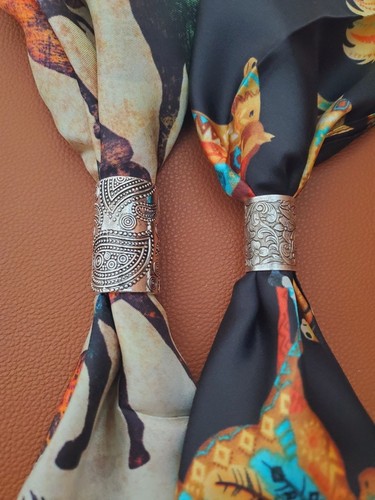 Scarf Slide for Silk Wild Rag Bandana - 2 sizes - 1" or 1.5" in length, silver