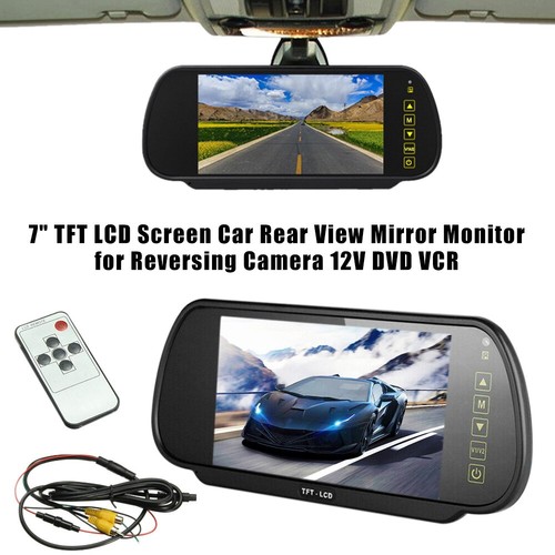 7" TFT LCD Screen Car Rear View Mirror Monitor for Reversing Camera 12V DVD VCR. - Picture 3 of 17