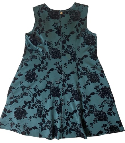 Tommy Hilfiger Women’s 20W Teal Green Floral Velvet Fit & Flare Sleeveless Dress - Picture 3 of 10