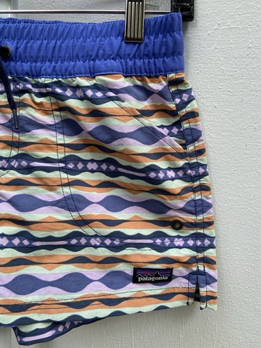 Girls Patagonia Costa Rica Baggies 3” Shorts  Multi Colored Blue Large Size L - Picture 3 of 5