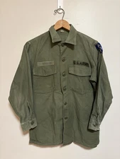 Vintage 1970s US Army Vietnam OG 107 Sateen Utility Shirt Size Large US Military