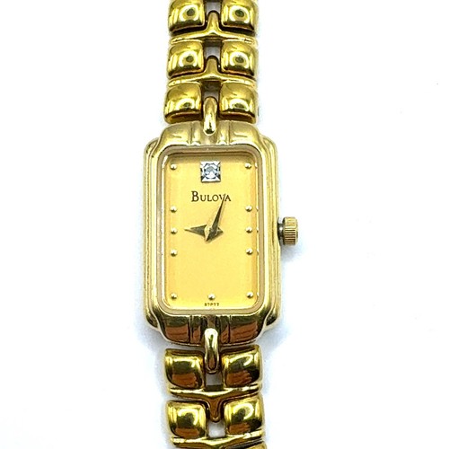 Bulova Gold Plated T7 Quartz Diamond Ladies Watch, New Battery