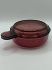 VTG Corning Vision Ware Cranberry Grab-It Bowl V-240-B w/ Pyrex Lid P-240-C EUC