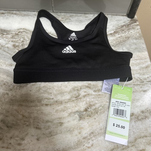 NEW - adidas Girls' Aeroready Techfit Sports Bra, Black, Girl's size XS (6/6X)