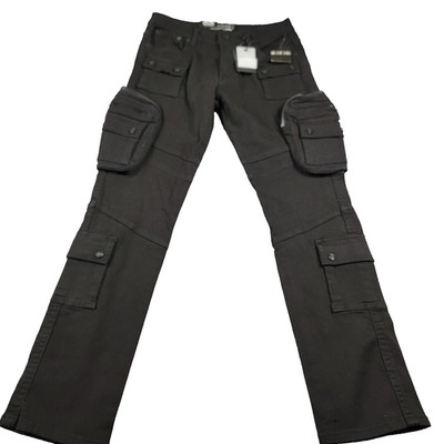 Decibel Cargo Pants Mens 34x34 Black Streetwear Multi Pocket Utility New Tag 918