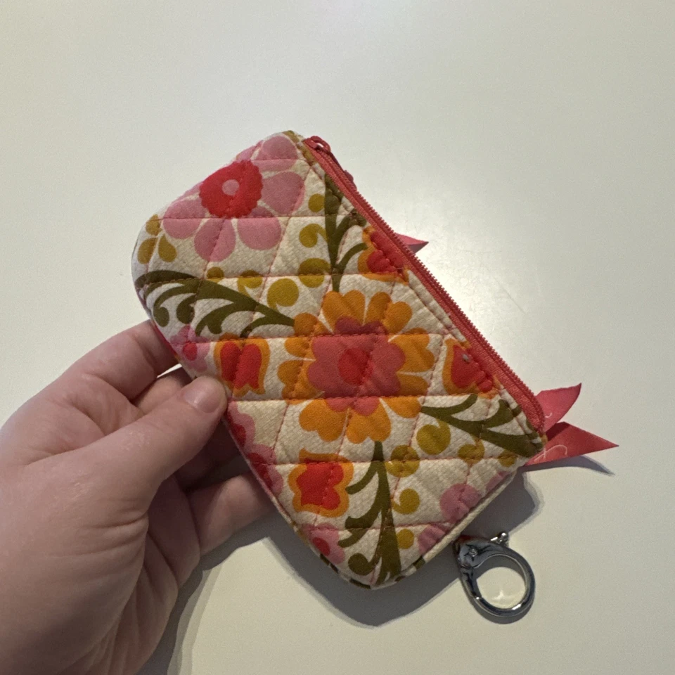 Cartera Vera Bradley Rosa Folclórica Identificación/Tarjeta/Llavero Cremallera 5.5"x3.5" Foto 4 de 4